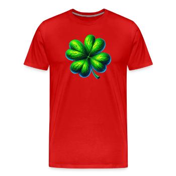 Trèfle à quatre feuilles - T-shirt bio Premium Homme - rouge - Devant - Damien (186cm)