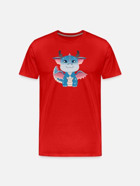 Azure Dragonling Charm - Men's Premium Organic T-Shirt - red