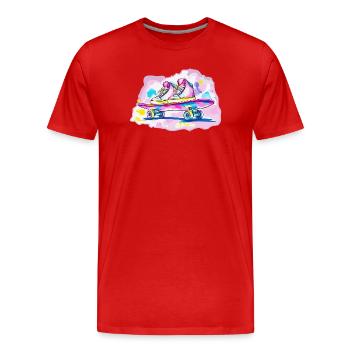 Skateboard mit Schuhe - Männer Premium Bio T-Shirt - Rot - Vorne - Damien (186cm)