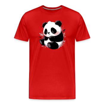 Panda - Männer Premium Bio T-Shirt - Rot - Vorne - Damien (186cm)