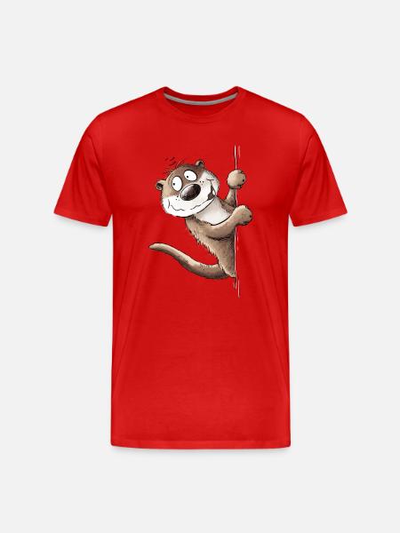 Drolliger Otter Tiermotiv I Seeotter - Männer Premium Bio T-Shirt - Rot