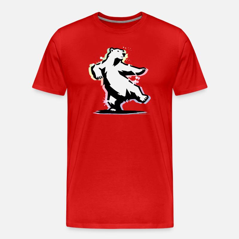 Tanzender Eisbär im Stencil-Stil - Männer Premium Bio T-Shirt - Rot