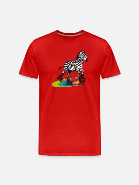 Rollschuh-Zebra im Stencil-Stil - Männer Premium Bio T-Shirt - Rot