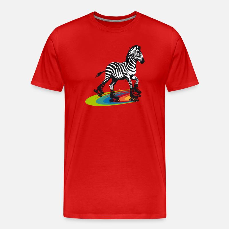 Rollschuh-Zebra im Stencil-Stil - Männer Premium Bio T-Shirt - Rot