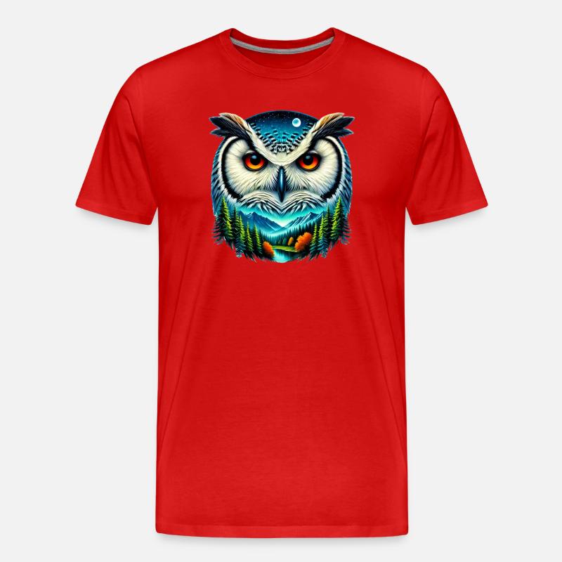 Eule - Männer Premium Bio T-Shirt - Rot