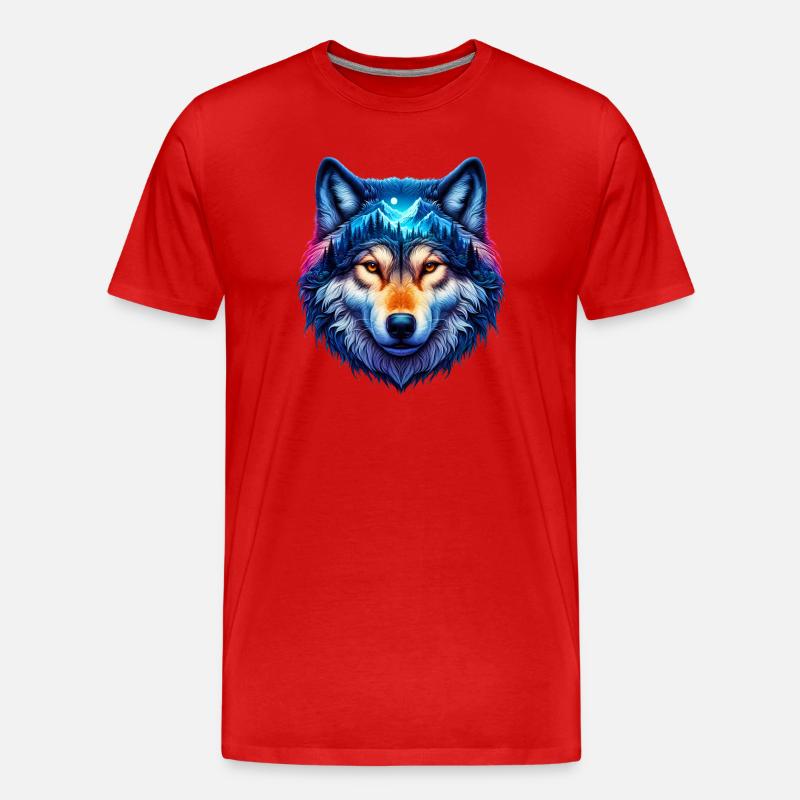 Wolf - Männer Premium Bio T-Shirt - Rot
