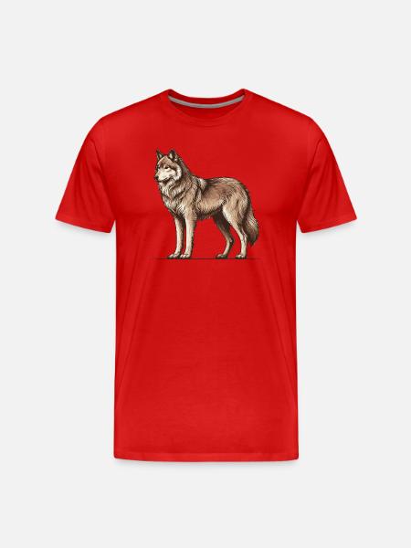 Wolf - Männer Premium Bio T-Shirt - Rot