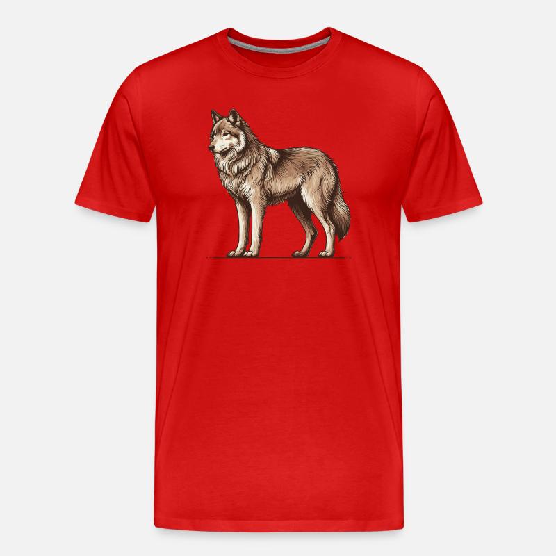 Wolf - Männer Premium Bio T-Shirt - Rot