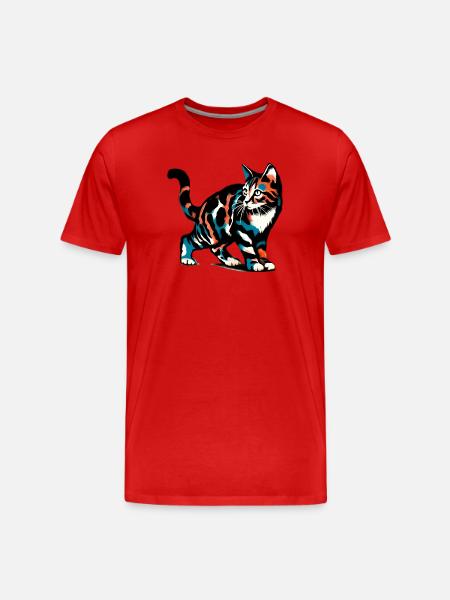 Katze - Männer Premium Bio T-Shirt - Rot