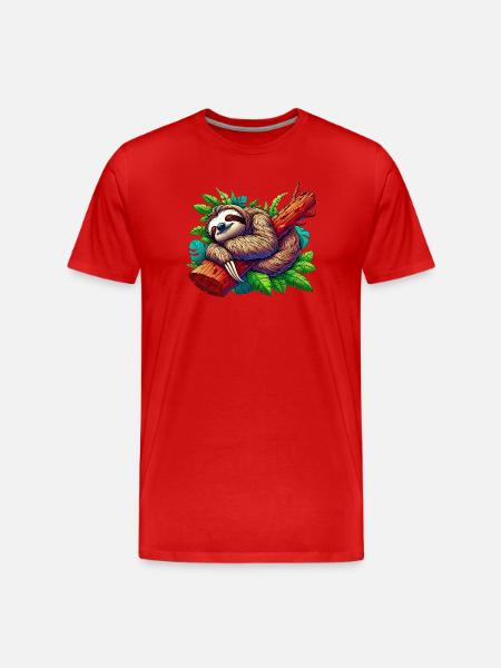 Sloth - Men's Premium Organic T-Shirt - red