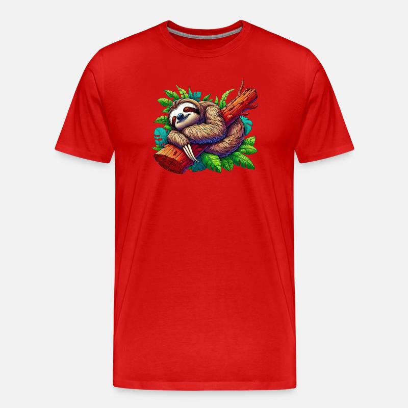 Faultier - Männer Premium Bio T-Shirt - Rot