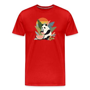 Panda avec des plantes et des fruits exotiques - T-shirt bio Premium Homme - rouge - Devant - Damien (186cm)