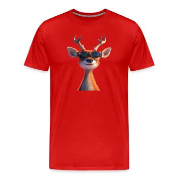 Deer, Antlers, Hunting, Deer, Reindeer, Red Deer, Hunter - Men's Premium Organic T-Shirt - red - Front - Damien (186cm)