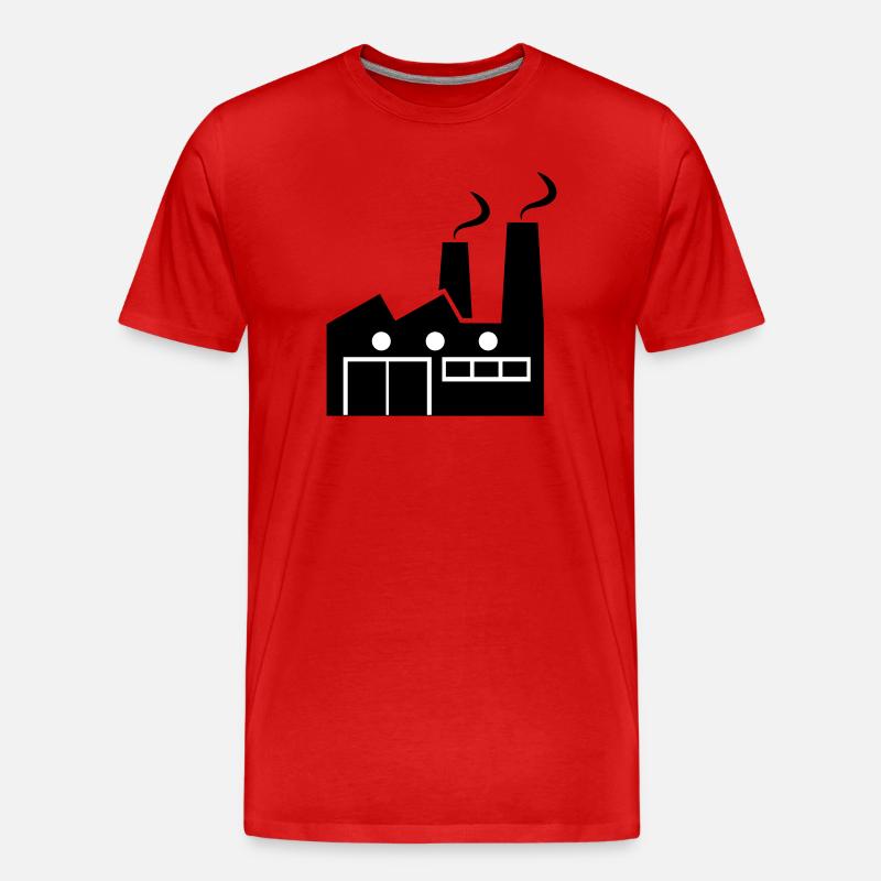 Abstrakte geometrische Linienkunst einer Fabrik - Männer Premium Bio T-Shirt - Rot