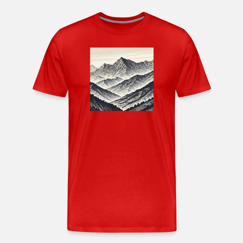 Linienberge der Schatten - Männer Premium Bio T-Shirt - Rot