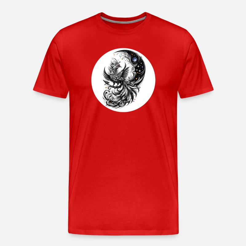 Kometenphoenix im Mondkreis - Männer Premium Bio T-Shirt - Rot