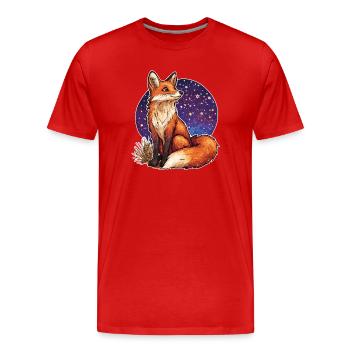Renard et ciel étoilé - T-shirt bio Premium Homme - rouge - Devant - Damien (186cm)