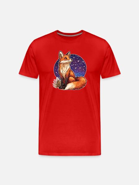 Fox and starry sky - Men's Premium Organic T-Shirt - red