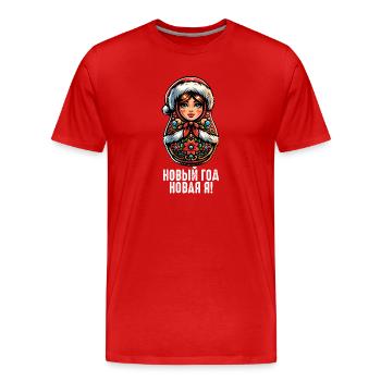 Russische Matroschka Weihnachten Russland - Männer Premium Bio T-Shirt - Rot - Vorne - Damien (186cm)