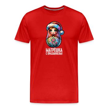 Russische Matroschka Weihnachten Russland - Männer Premium Bio T-Shirt - Rot - Vorne - Damien (186cm)