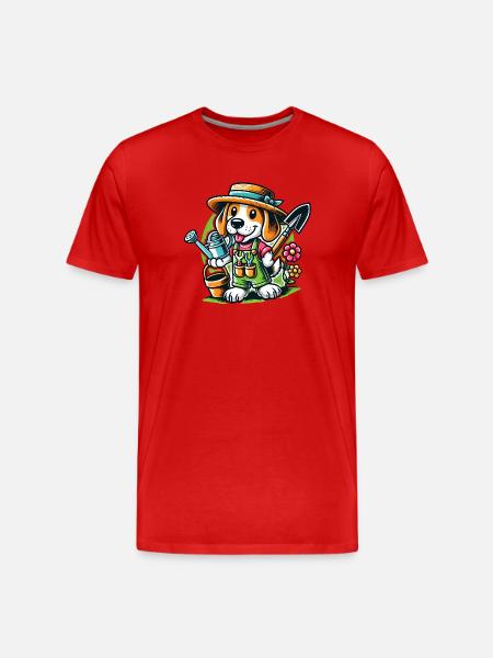 Beagle Gardener - Men's Premium Organic T-Shirt - red