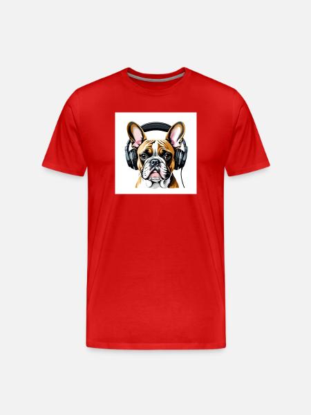 Novel dog motif with headphones - Men's Premium Organic T-Shirt - red