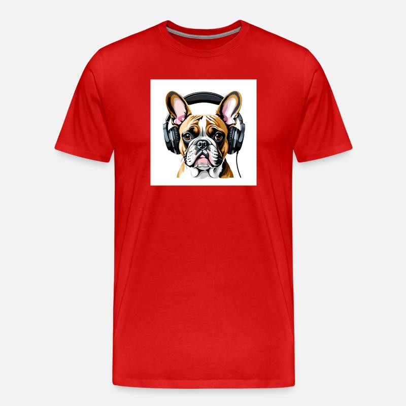 Neuartiges Hundemotiv mit Kopfhörern - Männer Premium Bio T-Shirt - Rot