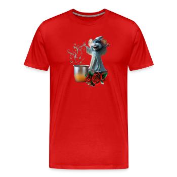 Maus im Nachthemd: Die Nacht der verrückten Melodien. - Männer Premium Bio T-Shirt - Rot - Vorne - Damien (186cm)