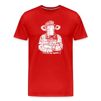 Mister Boeuf (version blanche) - T-shirt bio Premium Homme - rouge - Devant - Damien (186cm)