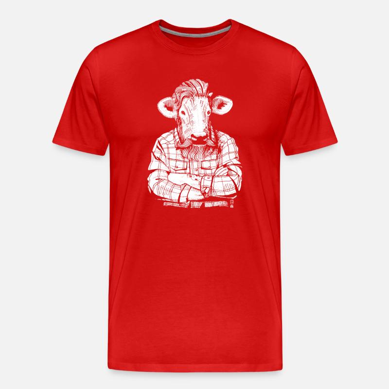 Mister Boeuf (version blanche) - T-shirt bio Premium Homme - rouge