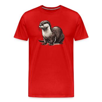 Otter - Männer Premium Bio T-Shirt - Rot - Vorne - Damien (186cm)