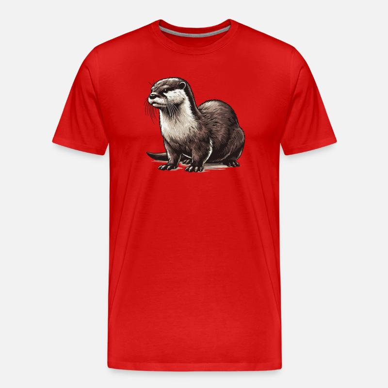 Otter - Männer Premium Bio T-Shirt - Rot