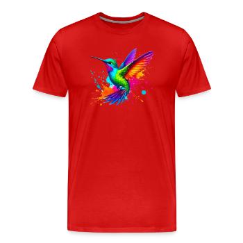 Kolibri - Männer Premium Bio T-Shirt - Rot - Vorne - Damien (186cm)