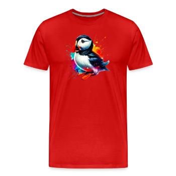 Puffin - Men's Premium Organic T-Shirt - red - Front - Damien (186cm)