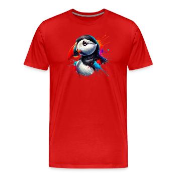 Puffin - Men's Premium Organic T-Shirt - red - Front - Damien (186cm)