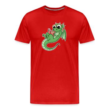 Drache Bücher Buch Lesen - Männer Premium Bio T-Shirt - Rot - Vorne - Damien (186cm)