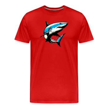 Hai - Männer Premium Bio T-Shirt - Rot - Vorne - Damien (186cm)