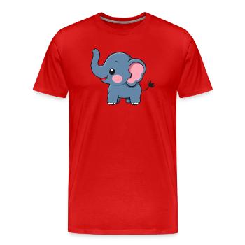 Niedlicher glücklicher Elefant - Entzückende Karikatur - Männer Premium Bio T-Shirt - Rot - Vorne - Damien (186cm)