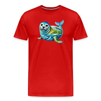 Siegel - Männer Premium Bio T-Shirt - Rot - Vorne - Damien (186cm)