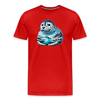 Phoque - T-shirt bio Premium Homme - rouge - Devant - Damien (186cm)