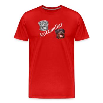 Rottweiler, chiens, tête de chien, chien de garde, chien de race, - T-shirt bio Premium Homme - rouge - Devant - Damien (186cm)
