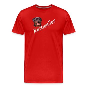 Rottweiler ,Hunde, Hundekopf, Wachhund, Rassehund, - Männer Premium Bio T-Shirt - Rot - Vorne - Damien (186cm)