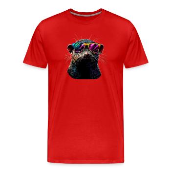 Mole with Sunglasses Love Cute Moles - Men's Premium Organic T-Shirt - red - Front - Damien (186cm)