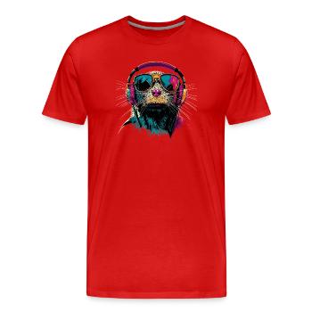 Mole with Sunglasses Love Cute Moles - Men's Premium Organic T-Shirt - red - Front - Damien (186cm)
