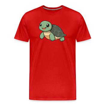 Tortue heureuse mignonne - dessin animé adorable et joyeux - T-shirt bio Premium Homme - rouge - Devant - Damien (186cm)