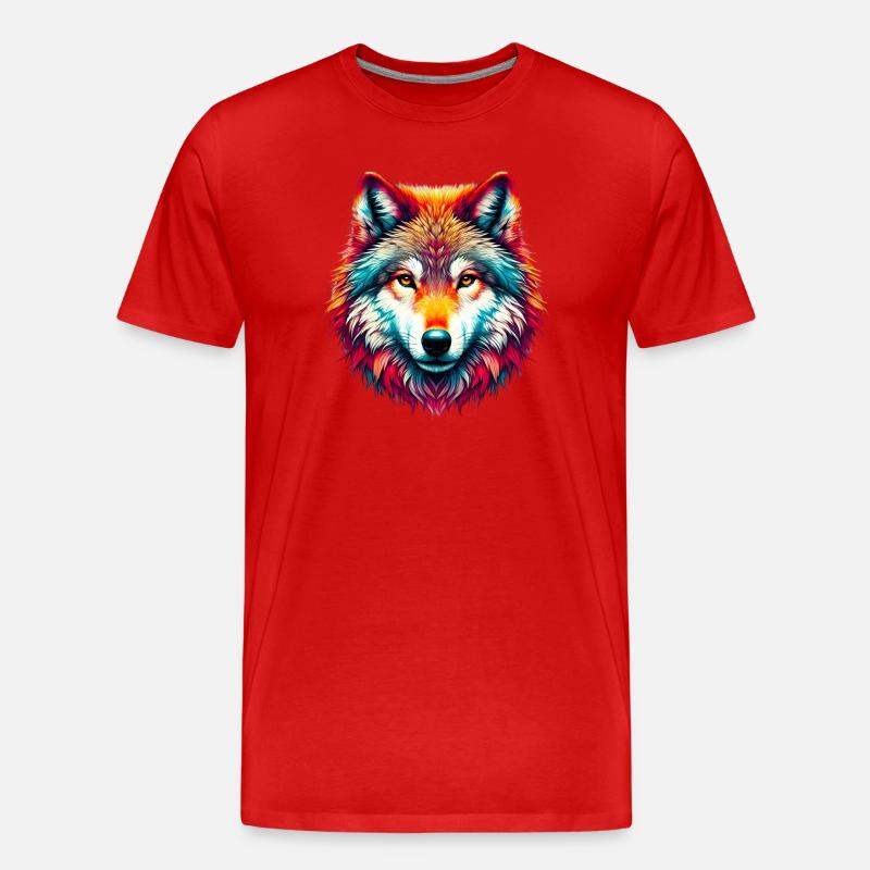 Wolf - Männer Premium Bio T-Shirt - Rot