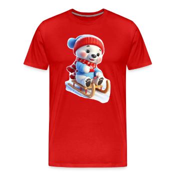 Ours d’hiver sur traîneau - T-shirt bio Premium Homme - rouge - Devant - Damien (186cm)