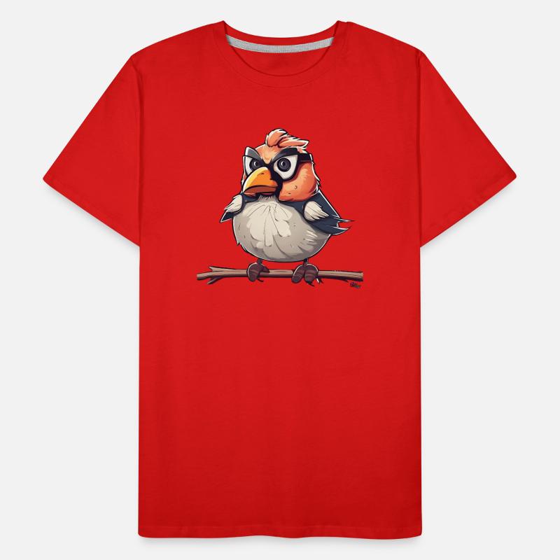 Karikatur Vogel mit Brille Illustration Männer Premium Bio T-Shirt
