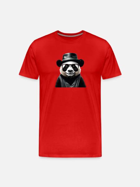 Stylish Panda with Accessories - Men's Premium Organic T-Shirt - red