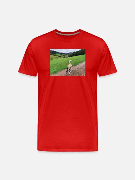 Awesome view with dog - Men's Premium Organic T-Shirt - red